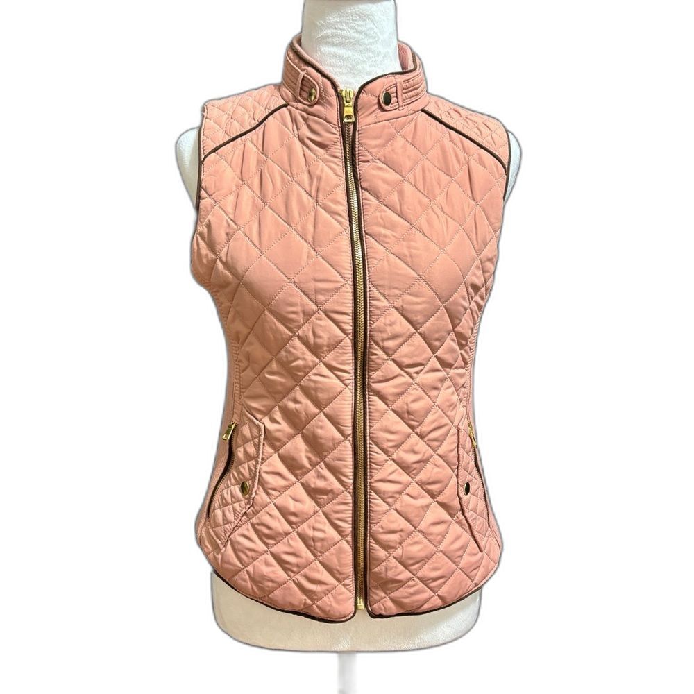 Love Tree Quilted Vest Womens S Rose‎ Petal Pink Cozy Zipper Pockets Riding